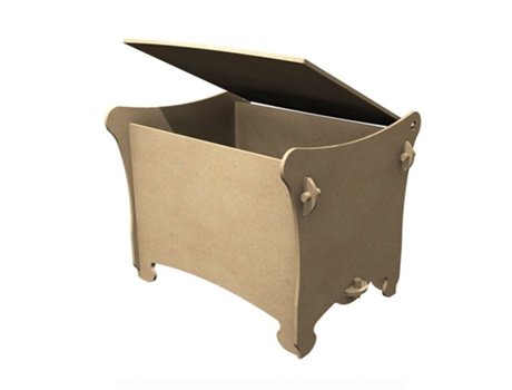 Baú de madeira MDF para decorar - 41 x 35 x 32 cm Gomille
