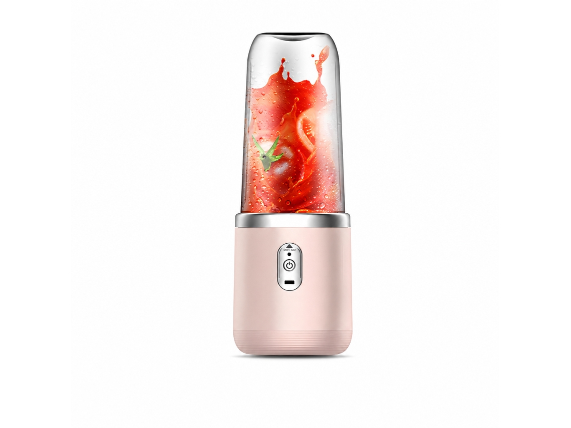 Liquidificador Portátil Recarregável Com Copo, Rosa, Para Sumos E Batidos