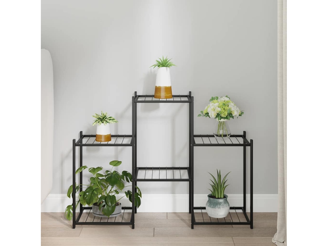 Vidaxl Suporte De Vasos 83x25x60 Cm Ferro Preto
