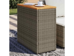 Vidaxl Mesa Apoio Jardim C/ Tampo Madeira 58x27,5x55 Cm Vime Pe Cinza