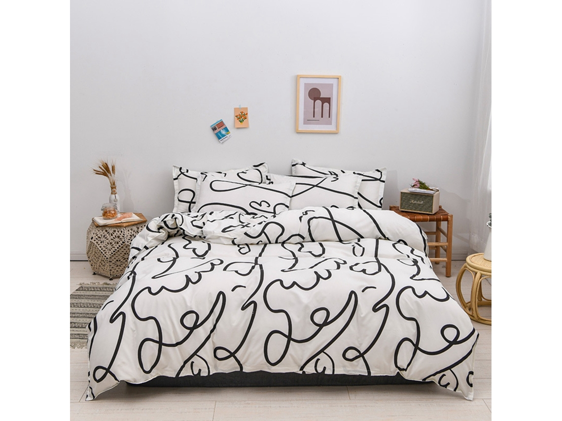 2026 conjunto de Cama 4 Piezas Estilo Simples de Algodón Suave Acolchado Transpirable para o Lar