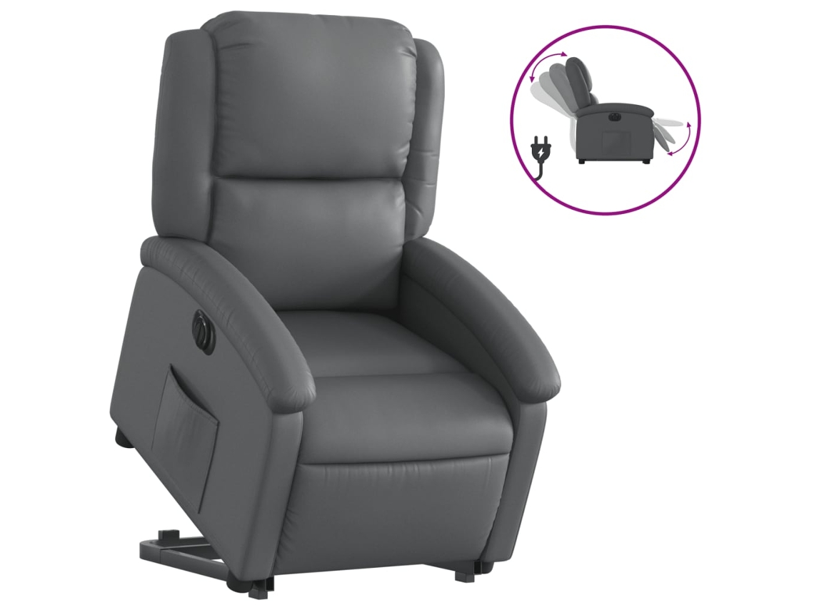 Electric Stand Up Recliner Chair, Electric Stand Up Recliner Chairs Vidaxl Cinzeto Couro Artificial