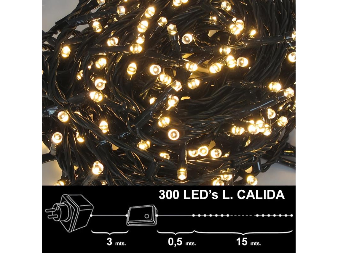 Luzes de Natal 300 leds Luz Quente interior/exterior (ip44)