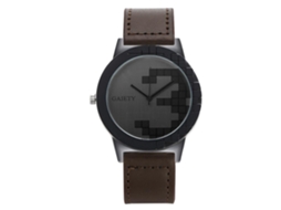 Reloj Hombre Gaiety Moda Correa Pu Cuadro Geométrico Cuarzo Marrón Oscuro