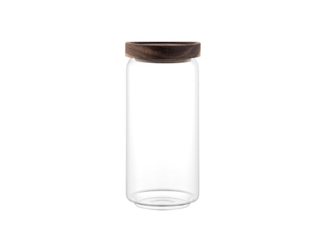 Pote Hermético, Em Vidro E Madeira, Com Tampa, Transparente, Para Café, Para Organização Doméstica Na Cozinha E Bancada