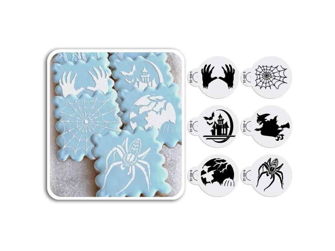 Plantilla De Biscoitos De Halloween 6 Peças 6,99cm: Caveira, Aranha, Casa Assombrada, Bruxa