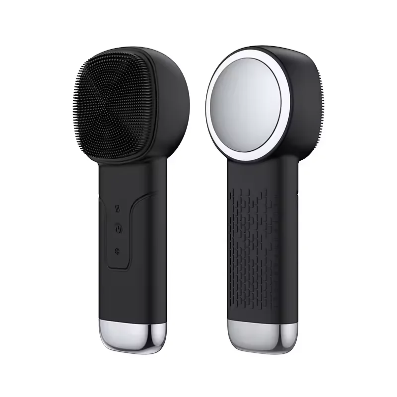 Massageador Facial Elétrico (preto) Com Função De Compressa Quente E Fria Para Limpeza Dos Poros (aparelho De Beleza)