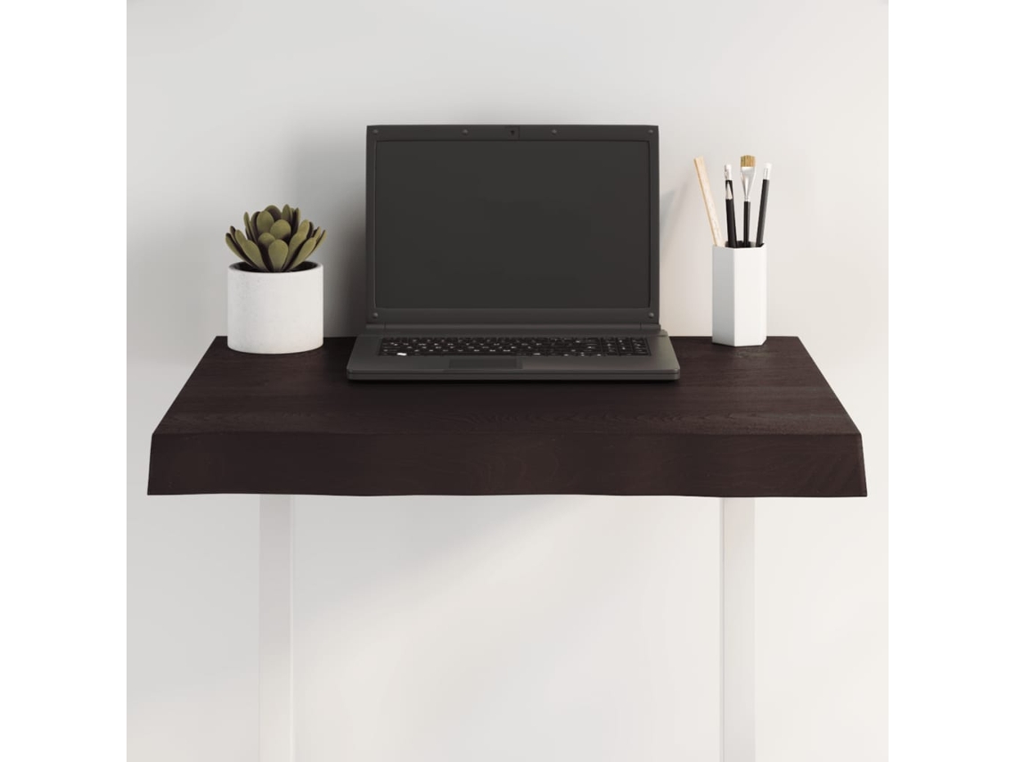 Vidaxl Tampo De Mesa Com Bordas Vivas Maciço Tratado Castanho-escuro