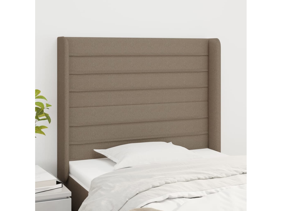 Vidaxl Cabeceira Cama C/ Abas Tecido 83x16x118/128cm Cinza-acastanhado