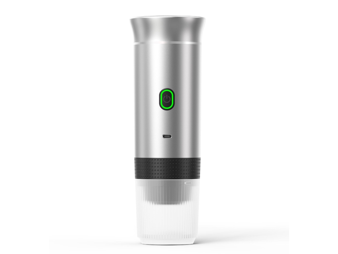 CAFETEIRA PORTÁTIL ESPRESSO CZHHMART Alimentada por USB-C, compatível com pó e cápsulas Ns, prata