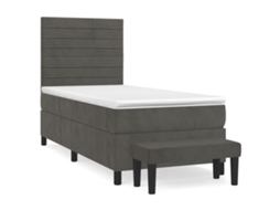Cama com Molas/colchão 90x190 Cm Veludo Cinza escuro MAISON EXCLUSIVE