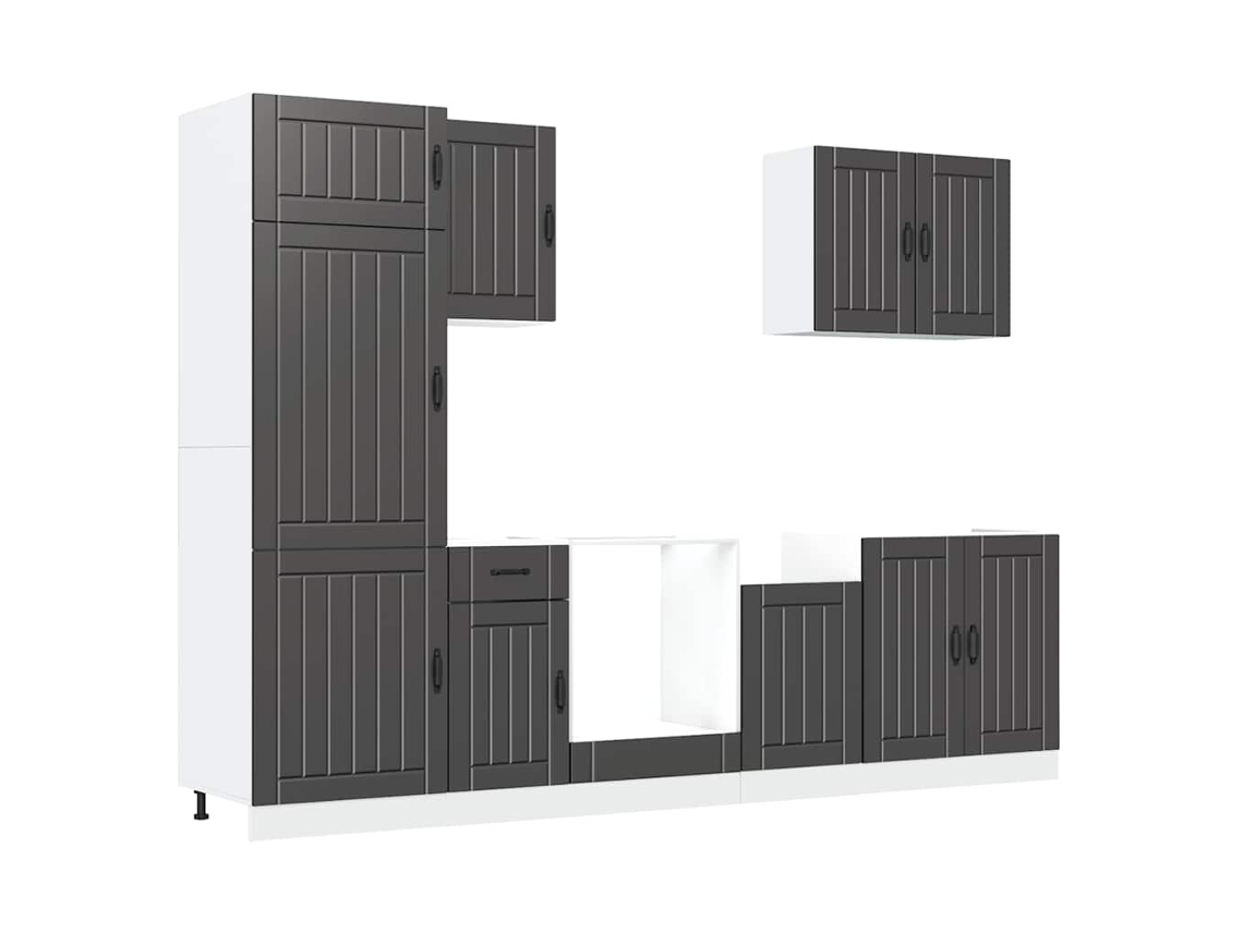 7 Peças Armário de Cozinha Conjunto Lucca Preto MAISON EXCLUSIVE