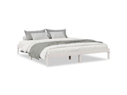 Cama Extra Longa Sem Colchão Pinho Maciço Branco MAISON EXCLUSIVE (200x220 cm)