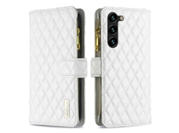 Capa De Couro Com Zíper E Estampa De Diamante Para Samsung Galaxy S23+ 5g