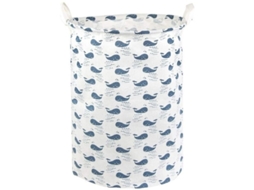 Cesto de Roupa Dobrável com Estampa de Baleia Azul BRILVIBERA