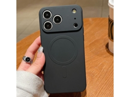 Capa Magsafe Para Iphone 17 Pro Max - Silicone Líquido Com Cor Sólida | Magnética - Preta