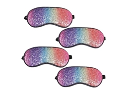 Conjunto de 4 Máscaras de Dormir com Lantejoulas Coloridas em Arco íris, Ideais para Auxiliar no Sono e Proteger os Olhos Durante Viagens AQUAFORGE