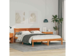 Vidaxl Estrutura Da Cama Com Cabeceira Marrom Cera 140 X 200 Cm