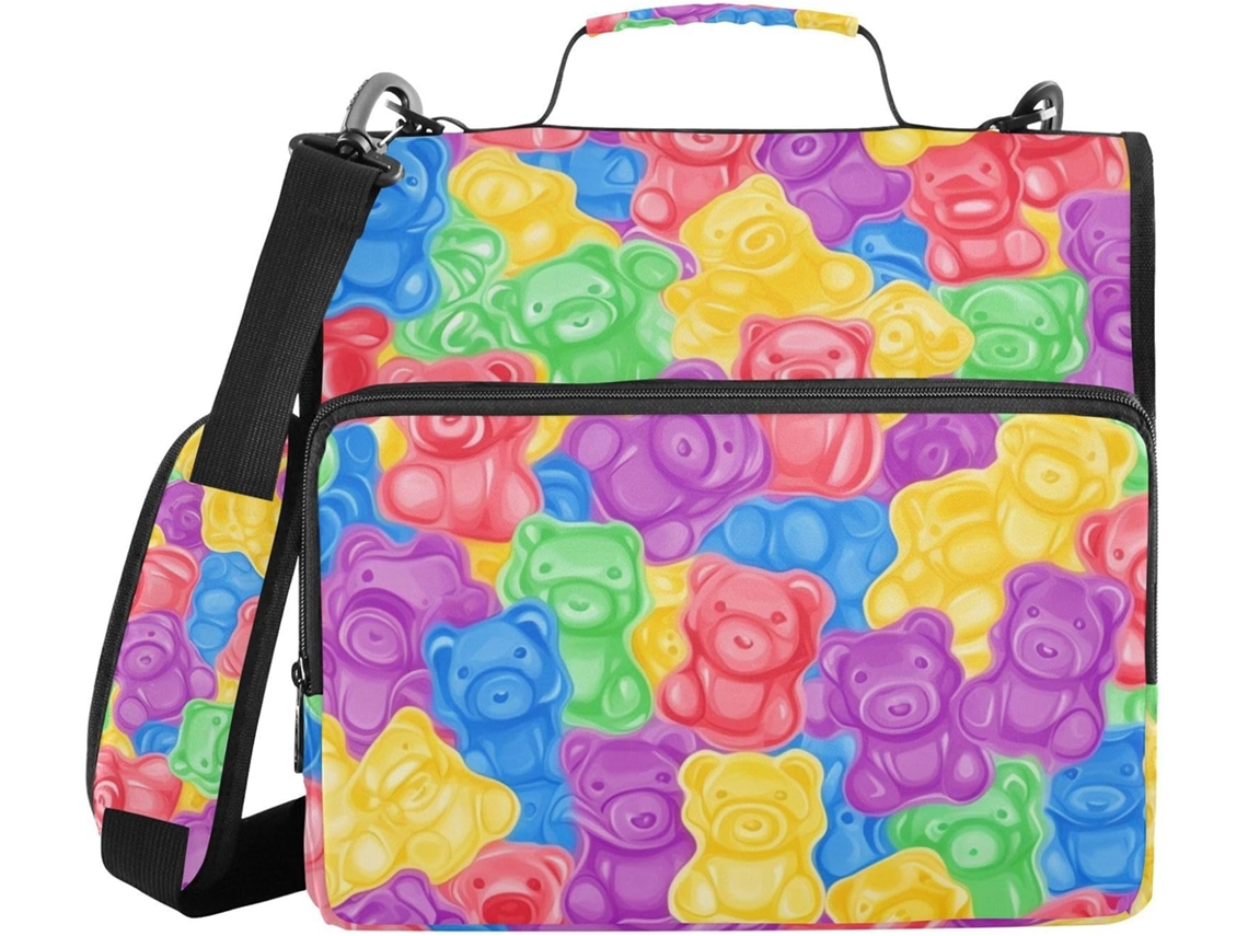 Pasta Colorida De 3 Argolas Com Bolsos Extras, Alça E Vários Compartimentos Uso Escolar No Escritório