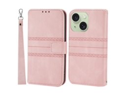 Capa Queda Pega Para Iphone 15 Plus Pele Sintética Rosa