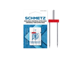 Agulha dupla universal extra larga SCHMETZ 130/705 H Zwi Br 8.0 100/16. Pacote com 1 agulha.
