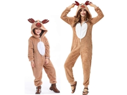 _pijama de Corpo Inteiro com Capuz Elk para Adultos e Crianças Khaki Tema de Jogo