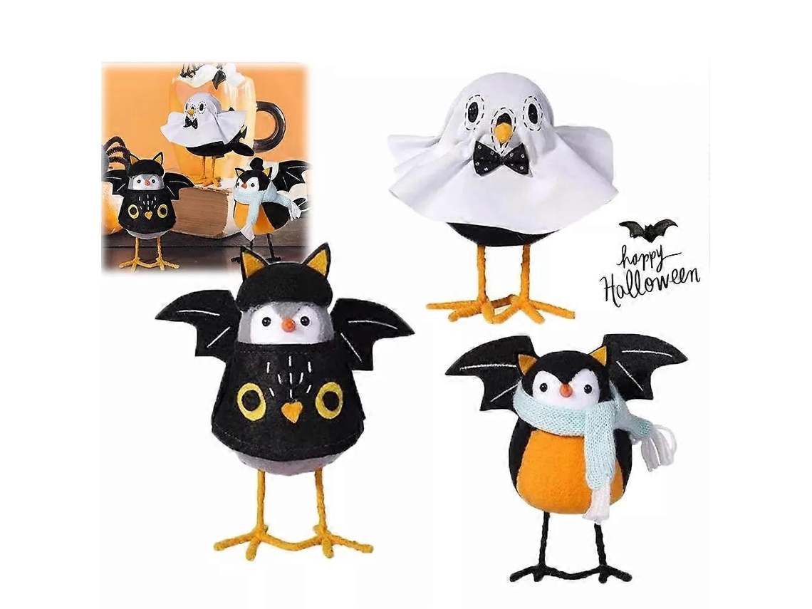 Lurelia Figura De Pássaro Halloween Fofo Em Poliéster Artesanal Branco, Preto, Laranja Para Casa