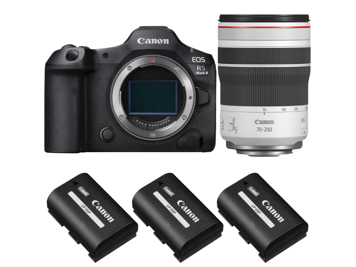 Eos R5 Mark Ii + Rf 70 200mm F/4 L Is Usm + 3 Canon Lp e6p + Ebook “20 Dicas para Fotos Que Impressionam” CANON