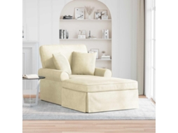 Vidaxl Chaise Lounge Com Saia 3 Unid. Creme Tecido De Veludo Cotele