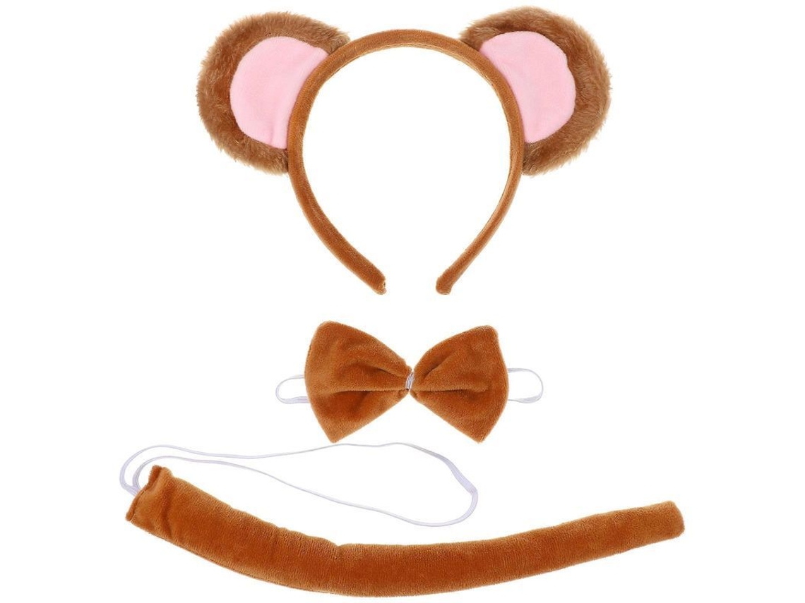 Accesório De Fantasia De Macaco: Diadema, Gravata E Cauda Para Festas De Fantasia Chocolate