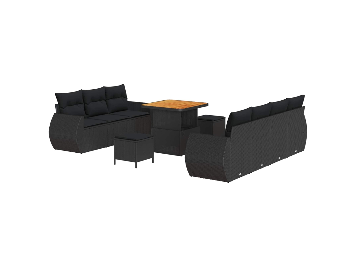 Maison Exclusive - Conjunto De Sofá De Jardim Com Almofada 10 Pcs Preto Vime Pe