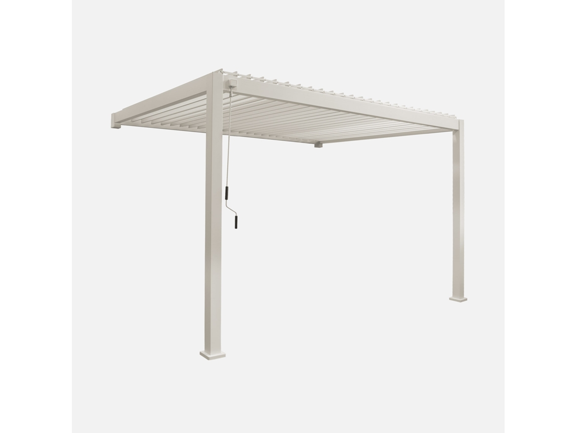 Pérgola bioclimática de alumínio 3x4 cm com ripas ajustáveis, bege doce