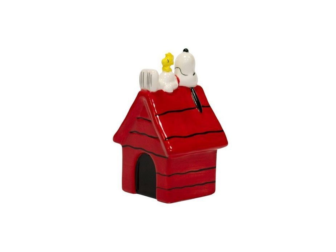 Estatueta Em Cerâmica - Snoopy Na Casinha - 25 Cm - Licença Oficial Peanuts - Acabamento Premium Vermelho