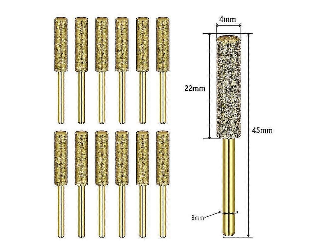 Conjunto De 12 Pinos Diamantados Para Afiar Correntes Motosserra, Compatíveis Com Ferramentas Dremel, Afiação Profissional De Precisão, 4, 0 Mm X 4