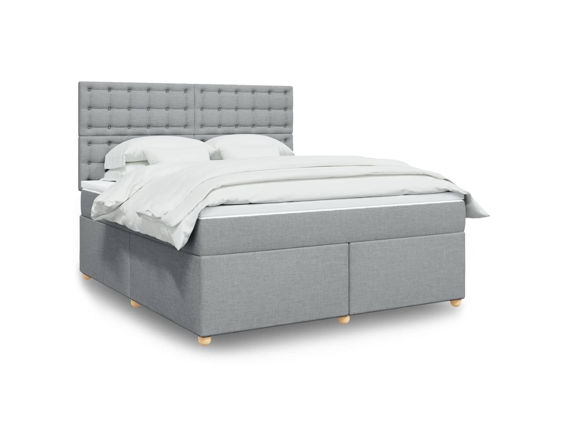 Vidaxl Cama Com Molas/colchão 180x200 Cm Tecido Cinzento-claro