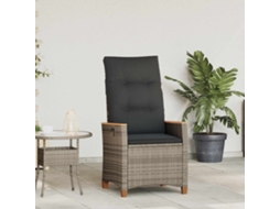 Vidaxl Cadeira De Jardim Reclinável Cinza E Cinza Escuro Vime Pe