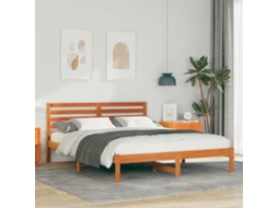 Vidaxl Estrutura Da Cama Com Cabeceira Marrom Cera 150 X 200 Cm