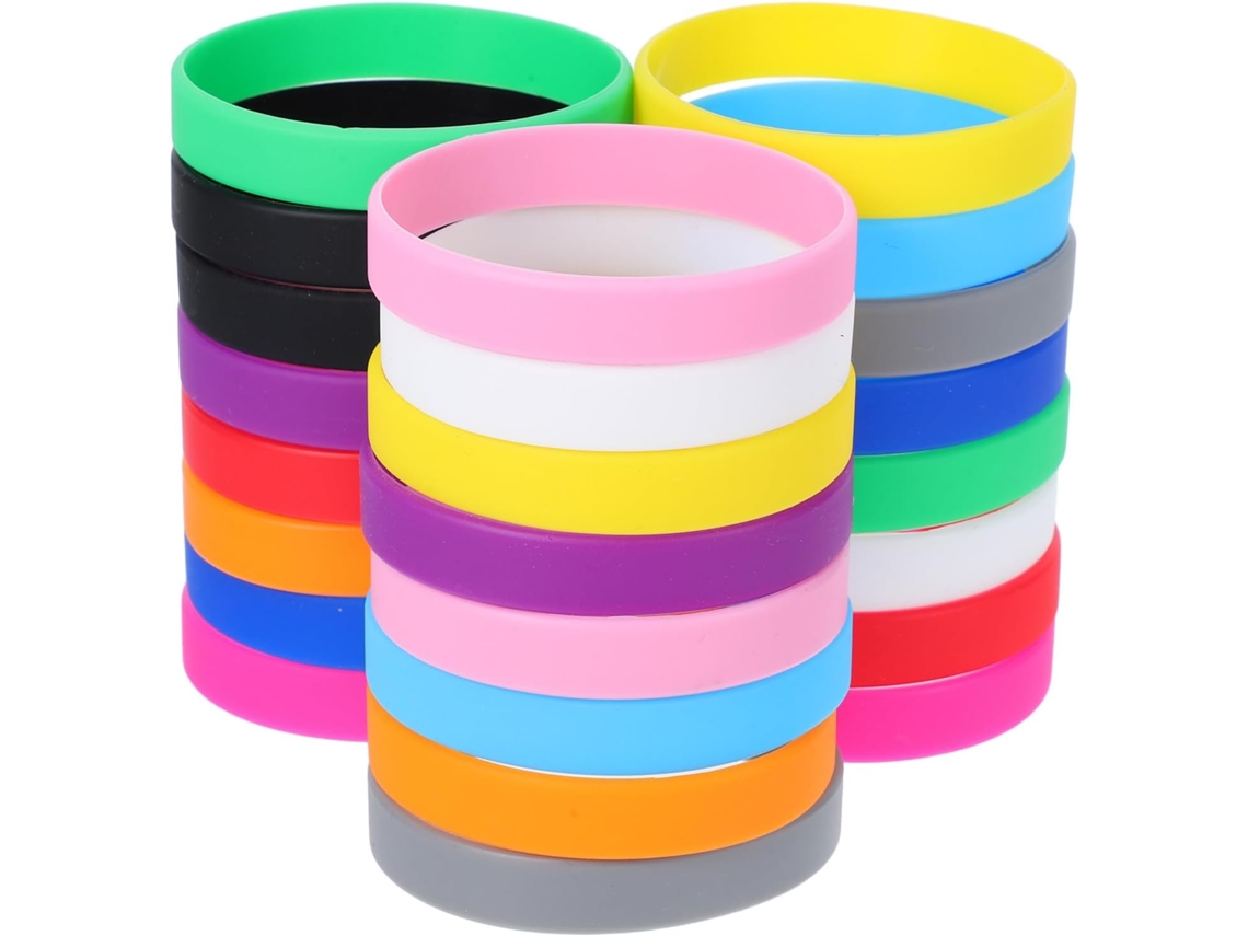 24 pulseiras de silicone reutilizáveis e confortáveis para festas, multicoloridas, estilosas e perfeitas para usar.