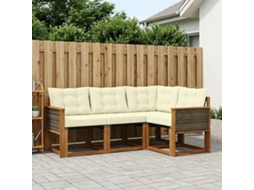 Vidaxl Conjunto De Sofás Para Exterior 4 Unid. Natural E Creme