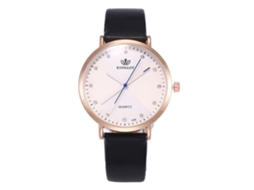 Reloj De Pulsera Pareja Analógico De Cuarzo Con Dial Redondo Moda (negro)