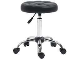 Banquinho giratório Ø35,5 cm ajustável 48-63 cm estofado em PU com rodas preto S/MARCA