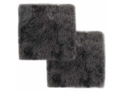 Vidaxl Almofadas P/ Cadeira 2 Pcs 40x40cm Pele Carneiro Cinzento-claro
