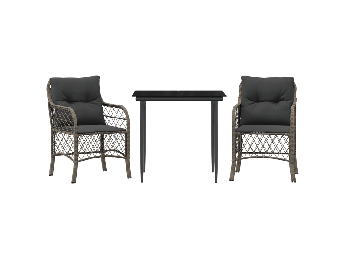 Bistro Set, Bistro Sets Vidaxl Cinzeto Rattan / Vime (80 Cm Table Length)