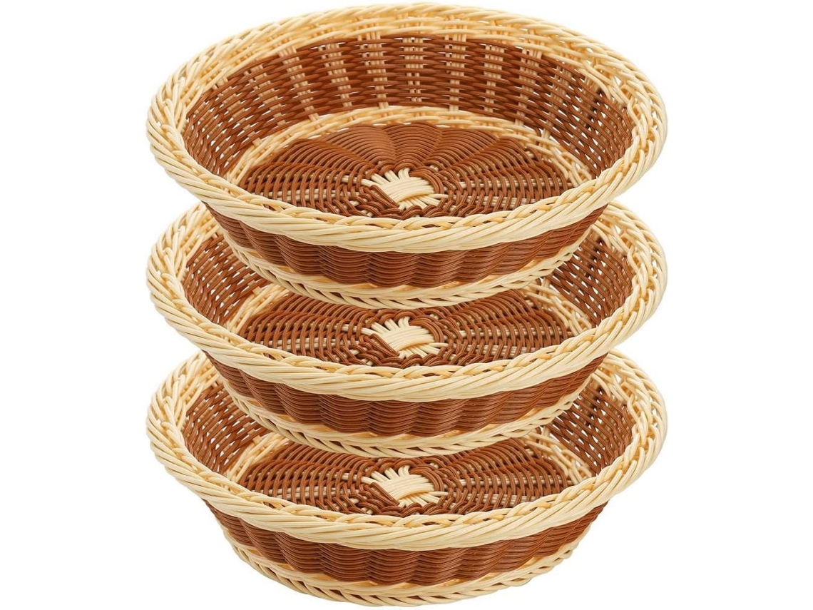 Cestas De Frutas Para Cozinha, Conjunto Com 3 Cestas De Pão Trançadas De 29 Cm (11,5 Polegadas).