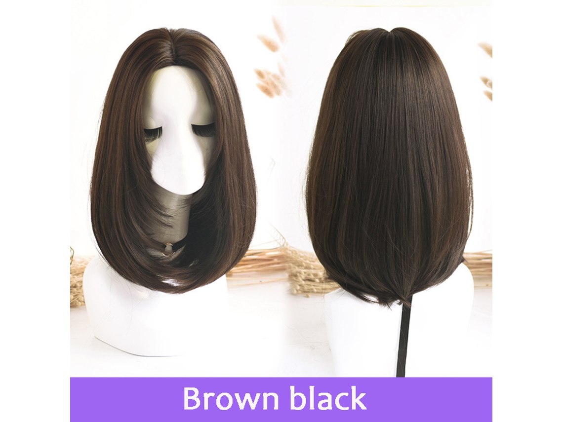 Peruca Reta De Comprimento Médio Com Divisão Central, Cabelo De Fibra Sintética Resistente Ao Calor, Cor Natural, Comprimento Dos Ombros, Peruca Para