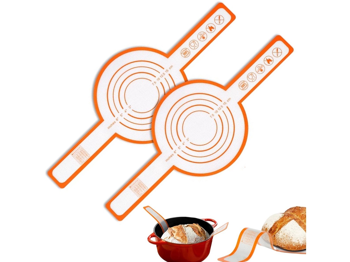 Conjunto De 2 Tapetes De Silicone Antiaderentes Para Assar, Cor Laranja, Reutilizável, Para Pão, Pizza, Bolos E Massas No Forno