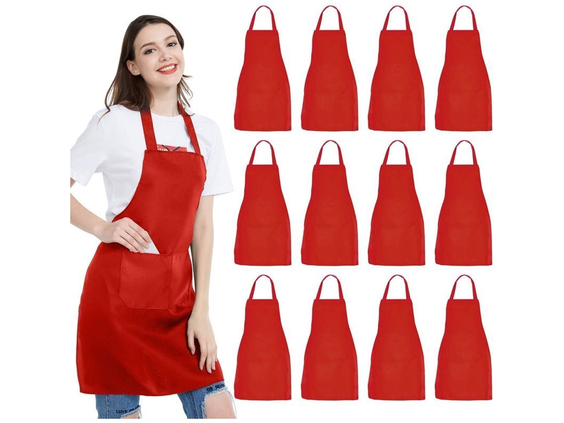 Nova Line 12 Avatares de Gola Avatares Vermelhos Unissex com 2 Bolsos Amplos Laváveis À Máquina para Cozinha Churrasco
