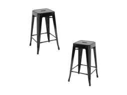 Pack 2 Bancos Torix Baixos 65 Cm - Preto