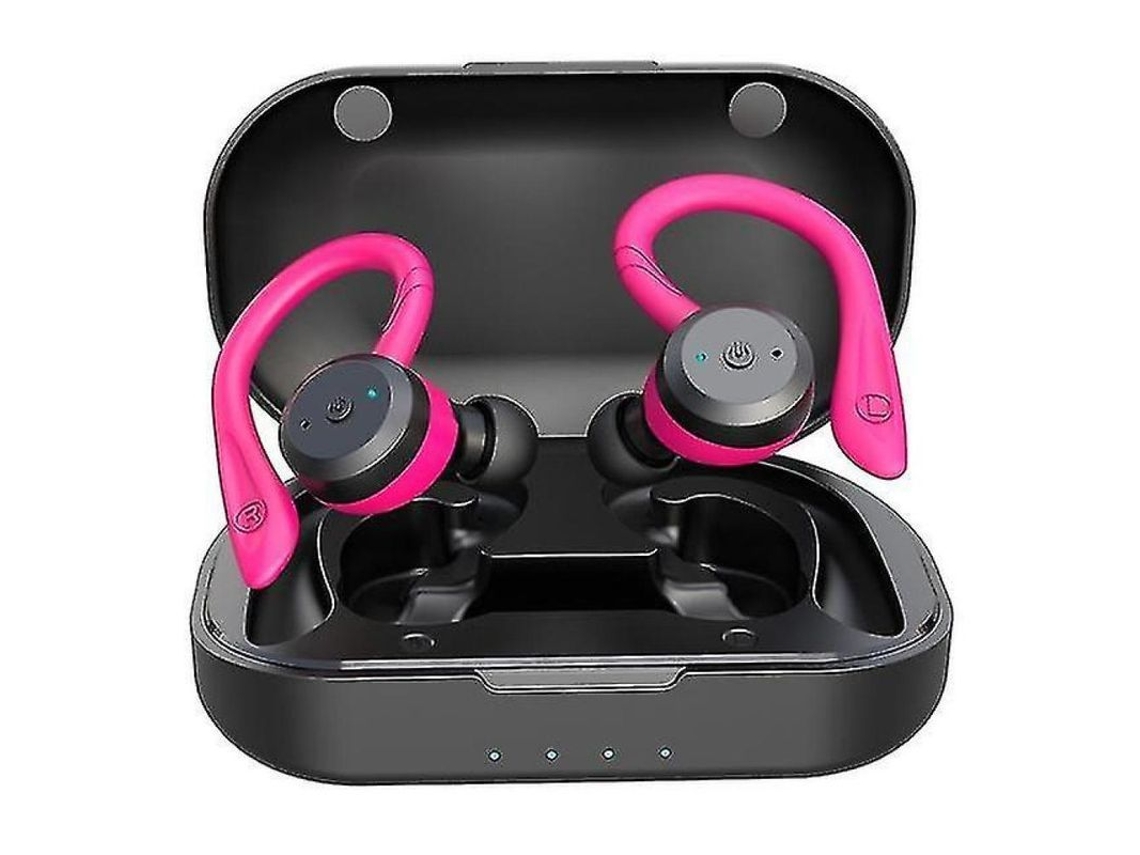 Auriculares Bluetooth Esportivos Impermeáveis Ipx7 TWS com Estojo de Carregamento Rosa