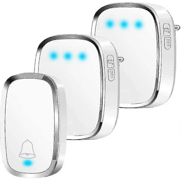 Campainha Sem Fio Caca, À Prova Dágua, Alcance de 300 Metros, Led e 36 Melodias, 4 Transmissores e 2 Receptores. Brilvibera wer